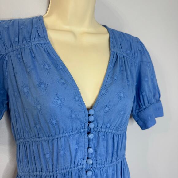 ANTHROPOLOGIE Tiered & True Maxi Dress Blue Vacation Coastal Beach Women's XXS - Picture 5 of 13